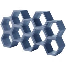 Slide - Hexa Blu polvere libreria a parete scaffali ripiani originale di design moderna colorata made in Italy modulare