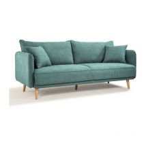 Hexagone - daren Canape Fixe 3 places - Tissu Bleu - l 207 x p 90 x h 88 cm