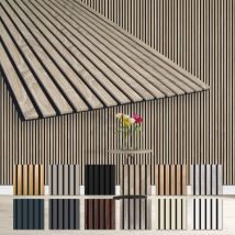 Lamellen Akustikpaneele 1,67 m² flexible Wandpaneele 278x60cm mdf Wandverkleidung schalldämmend: Sonoma Oak - AP06, 2 Paneele - 3.34m² - Hexim