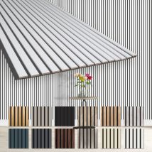 Lamellen Akustikpaneele 1,67 m² flexible Wandpaneele 278x60cm mdf Wandverkleidung schalldämmend: White - AP11, 2 Paneele - 3.34m² - Hexim