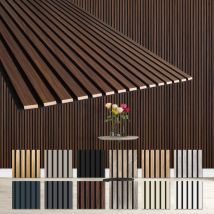 Hexim - Lamellen Akustikpaneele 1,67 m² flexible Wandpaneele 278x60cm mdf Wandverkleidung schalldämmend: 4 Paneele - 6.68m², Catania Oak - AP13