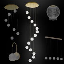 Light Pendelleuchte Led 4000k Hängeleuchte Bis 2m Wandleuchte Deckenleuchte Lampen Diamant: Gold, Pendelleuchte Rund (14 Flammig) - Hexim