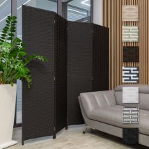 HEXIM Paravent Raumteiler Trennwand Sichtschutz aus Holz/PP 4-teilig 180x180cm: schwarz, 1 Stück