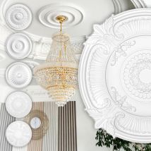 Hexim Perfect - Stuckrosette aus pu, B3048 bis B3121 weiß - Deckenrosette Stuck Wanddeko Wohnzimmer:B3097 - ø 665mm