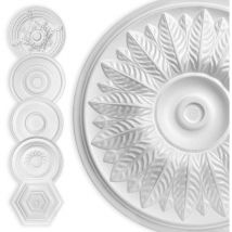 Hexim - Stuckrosette Styropor eps weiß, Deckenrosette rund & eckig, Innendekor für Decke & Wand:40cm, Tabakpflanze