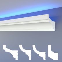 Heximo - led moulures classiques, éclairage indirect corniche de plafond xps Styropor: HLED-3 - 72x73 mm, 10.2 mètres / 6 barrettes