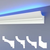 Heximo - led moulures classiques, éclairage indirect corniche de plafond xps Styropor: HLED-9 - 55x72 mm, 20.4 mètres / 12 barrettes