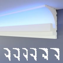 Heximo - led Moulures 2en1, éclairage indirect Corniche de plafond xps Polystyrene: HLED-5 - 68x90 mm, 30.6 mètres / 18 baguettes
