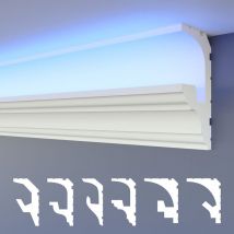 Heximo - led Moulures 2en1, éclairage indirect Corniche de plafond xps Polystyrene: HLED-6 - 49x95 mm, 30.6 mètres / 18 baguettes
