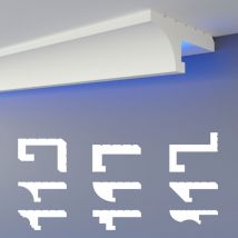 Heximo - led Profilo di fuga d'ombra modanature in stucco, illuminazione indiretta in polistirene xps: 20.4 Metri / 12 Leisten, HLED-14 - 90x35 mm