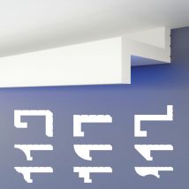 Heximo - Profilé de joint d'ombre led Moulures, éclairage indirect xps Polystyrene Plafond sec: HLED-7 - 59x88 mm, 30.6 mètres / 18 baguettes
