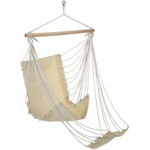 HI - Chaise hamac avec repose-pieds Beige Toile de coton