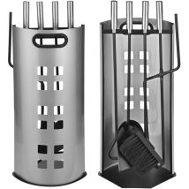 Ensemble d'outils de cheminée 5 pcs Argenté 23x15x52 cm HI