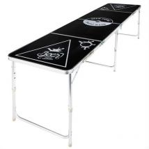 HI - Mesa plegable de Beer Pong altura ajustable negro