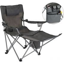 HI - Silla de camping lujosa con reposapiés antracita