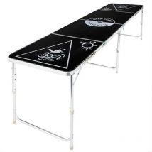 HI - Table de bière-pong pliable réglable en hauteur Noir