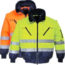 Bomber Alta Visibilità Pilot con Maniche Staccabili Arancio-Navy 2XL