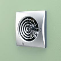 HIB - Hush Matt Silver Wall Mounted Extractor Fan with Timer and Humidity Sensor - 31800