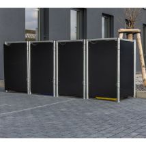 Hide - Metall Mülltonnenbox, Mülltonnenverkleidung für 240 l Mülltonnen, schwarz, 4er Box