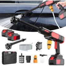 Bleosan - Hidrolavadora de alta presión de 60 bar con 2 baterías de 4000 mAh y boquilla rociadora de espuma 6 en 1 para limpieza y riego.