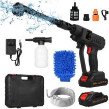 Zoternen - Hidrolavadora portátil de 21 v, 2 baterías recargables, 6 en 1, múltiples patrones de rociado, para limpieza y riego de pisos, con guantes