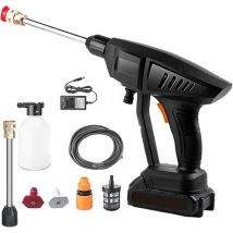 Longziming - Hidrolimpiadora inalámbrica de alta presión, pistola de agua de alta presión, 60 bar, 1 batería, cargador, manguera de 5 m y 2