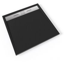 Saniverre - hiemal inox Receveur de douche 90 x 90 cm résine Noir aspect ardoise + bonde inox incluse - Salle de bain