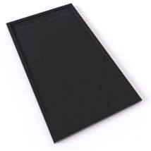 HIEMAL Receveur de douche 80 x 140 cm résine Noir aspect ardoise + bonde incluse - Salle de bain