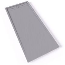 HIEMAL Receveur de douche 70 x 160 cm résine Gris aspect ardoise + bonde incluse - Salle de bain