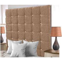 High Cubed Chenille 4ft Small Double 36' Headboard - Mink