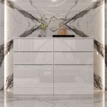 High Gloss Chest of Drawers 4,5,6 & 3+3 in white,Black or Grey - White 3+3-Drawer