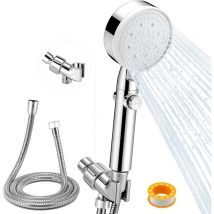High Pressure Hand Shower Head, 5 Spray Modes Hand Shower Head with Stainless Steel Pipe, Adjustable Holder for Bathroom Upgrade, Silver