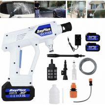 Day Plus - High Pressure Wash Spray Gun Jet Washer Nozzle Cleaning Cleaner Hose + 2 Battery