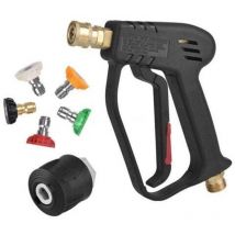 High Pressure Washer Gun, Car Wash Accessory, 4000 psi Solid Copper Multifunctional Water Nozzle Head, M22 (14 mm) Connector and Karcher Quick