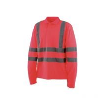 High Visibility Polo Shirt - Lange Ärmel - Neonrot - 3XL