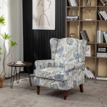 High Wingback Armchair Chair Fireside - Fabric Blue