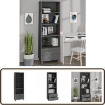 Vidaxl - Highboard hamar Dunkelgrau 60x35x180 cm Massivholz Kiefer - Holz Sideboard - Wohnzimmer Dekoration - Massivholzmöbel - Regal - Eiche
