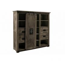Highboard Mango 142x45x147 grau lackiert railway 262