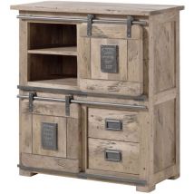 Highboard Mango 90x45x100 Whitewash Lackiert Railway 3005