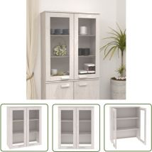 Tovbmup - The Living Store Highboard-Oberteil hamar Weiß 85x35x100 cm Massivholz - Sideboard - Hochschrank - Wohnzimmermöbel - Massivholzmöbel