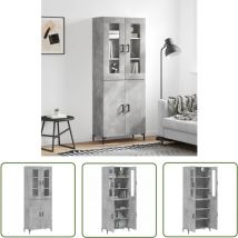 Maison Chic - The Living Store Highboard Betongrau 69,5x34x180 cm Holzwerkstoff - Sideboard - Hochschrank - Wohnraumgestaltung - Aufbewahrungslösung