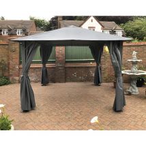 Glendale Leisure - Highfield Gazebo Outdoor Garden bbq Shelter, Party Tent with Curtains and Apex Canopy - L210 x W210 x H260 cm - Grey