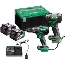 Hikoki - 18v Twin Pack DV18DC Combi Drill & WR18DH Wrench Inc 2x 5.0Ah Batts - KC18DCJCZ