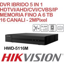 Hikvision - dvr Hiwatch HWD-5116M 16 canali 1080p ibrido 5 in 1 hdtvi/ahd/cvi/cvbs/ip