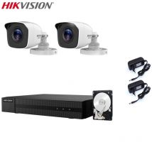 Hikvision - video surveillance kit 2 cameras 5 mpx dvr 4 canaux 5 mpx hd 2 tb