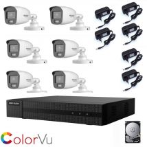 Hikvision - video surveillance kit dvr 8 canaux 6 cameras 2MP ahd hd 500 gb