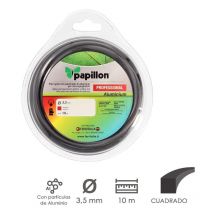 Papillon - hilo nylon y aluminio desbrozadoras cuadrado professional ø 3,5 mm. rollo 10 metros. hilo nylon corte hierba, jardin, maleza