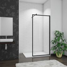 700x1950mm Black Frame Walk In Wetroom Shower Enclosure 8mm Nano Glass nano Screen - SKY