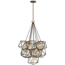 Elstead Hinkley Astrid Cluster-Anhänger-Deckenleuchte Metallic-Mattbronze mit luxuriösen Goldakzenten, -