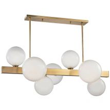 Hinsdale 7 Light Island Brass, Glass